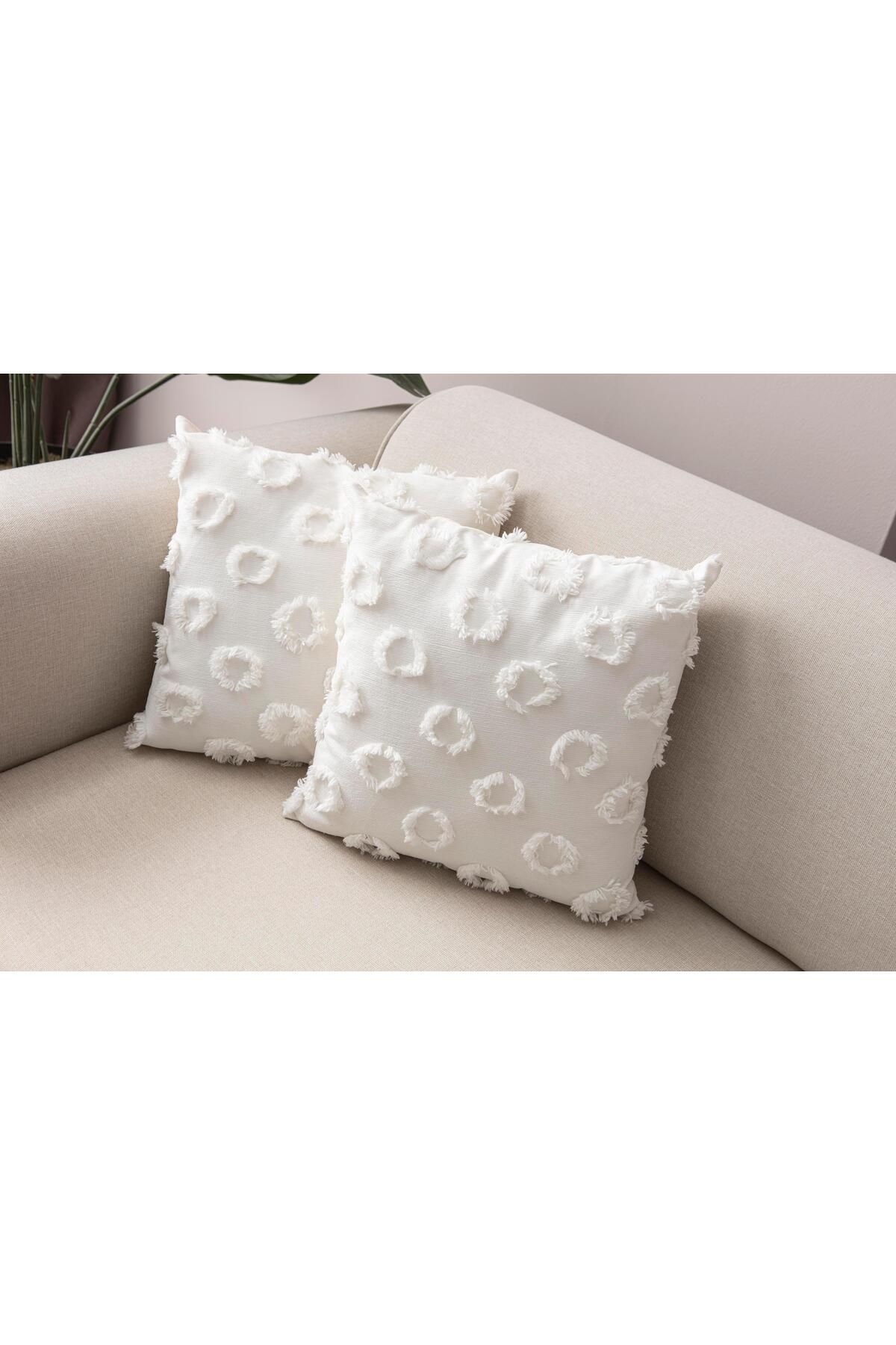 Markaev-Set of 2 Round Tassel Detailed Throw Pillow Covers 3