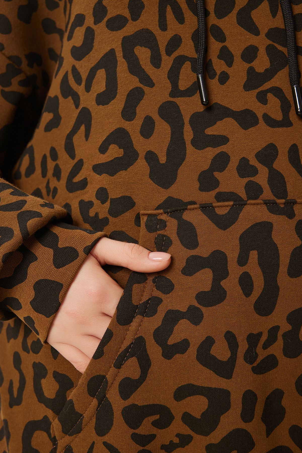 Lovelyİstanbul-Leopard Print Hooded Tracksuit - Brown Black Lfn0075 4