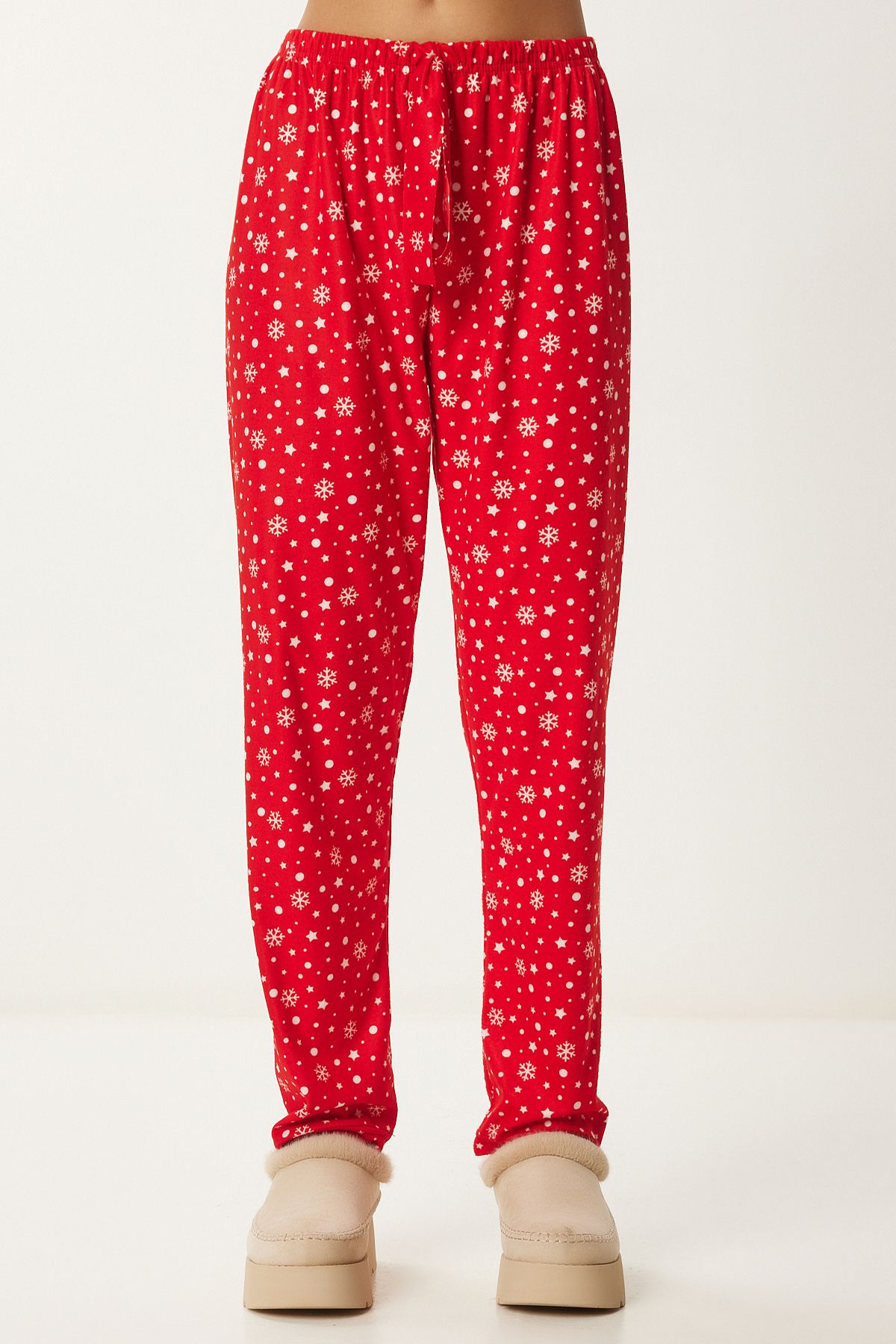 Lovelyİstanbul-Vibrant Red Patterned Soft Sleepwear Bottoms - Lce0002 5