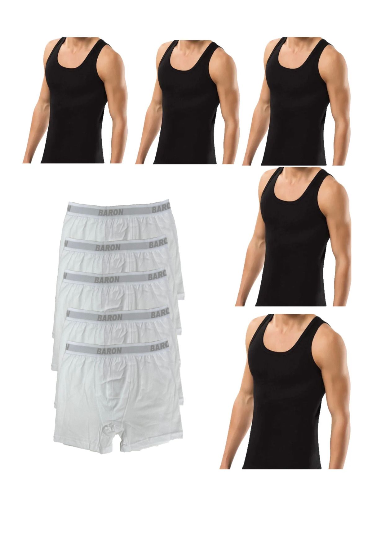 SİERNA 10 Parça Atlet Ve Boxer Takımı Ekonomik Paket 5 Boxer 5 Atlet srn-002509