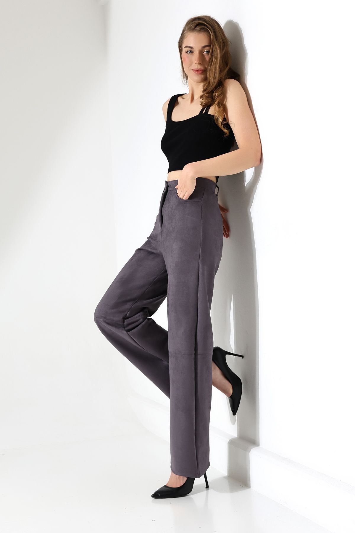 Zula Moda-Women's Palazzo Suede Pants / Women's Wide Leg Pants 1