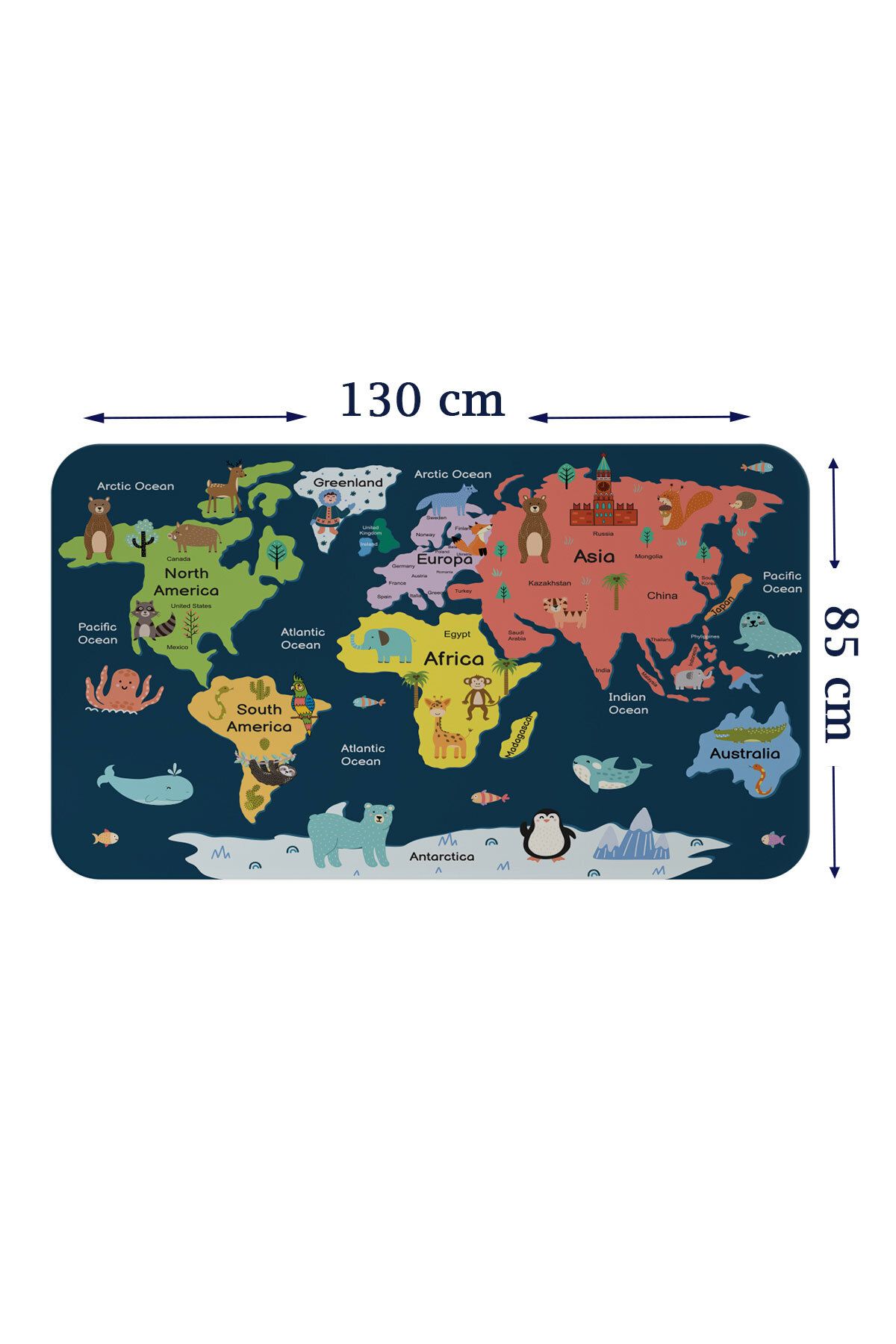 Haye Collection Eğitici Dünya Haritası Dünya Atlası Çocuk ve Bebek Odası Duvar Sticker-85x130-3810