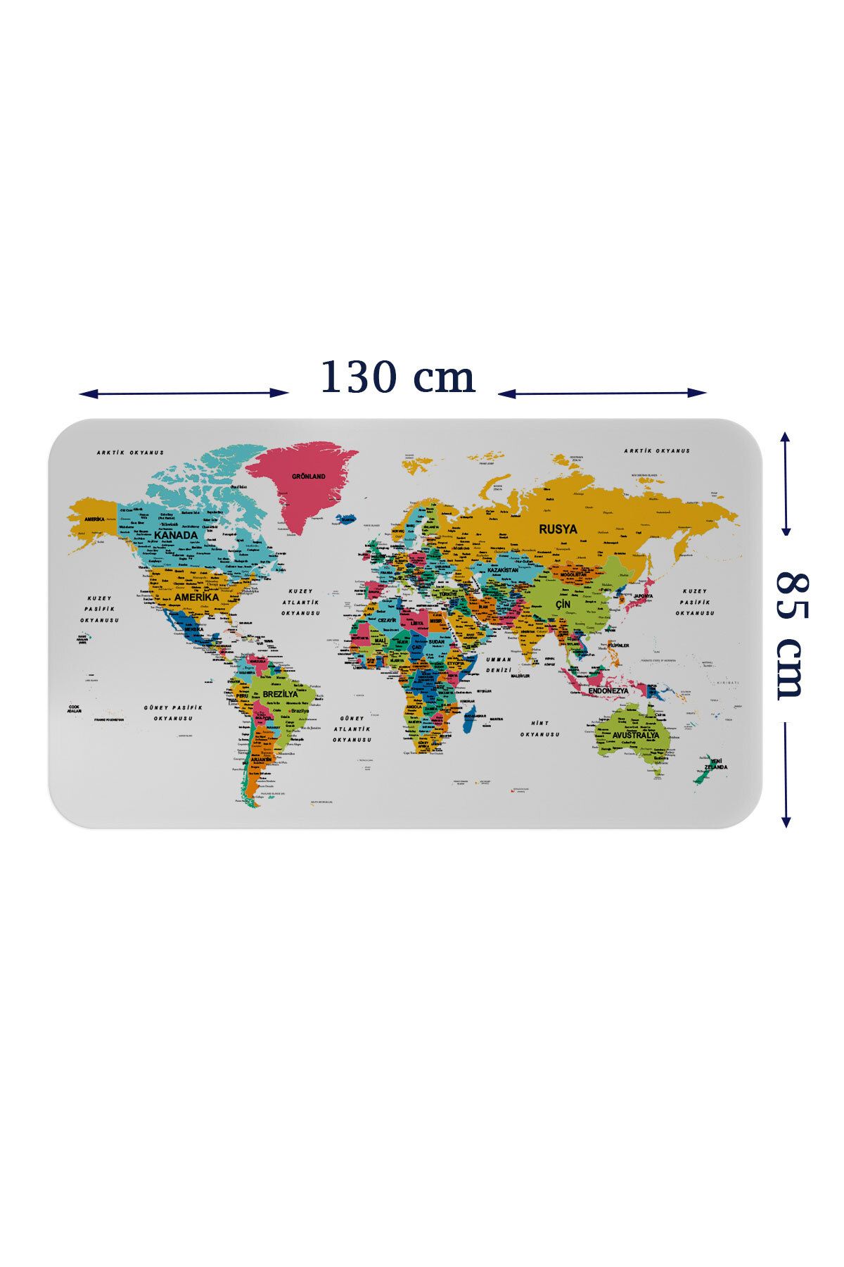 HARGE HG Türkçe Eğitici Ülke ve Başkent Detaylı Atlası Dünya Haritası Duvar Sticker-85x130-3851