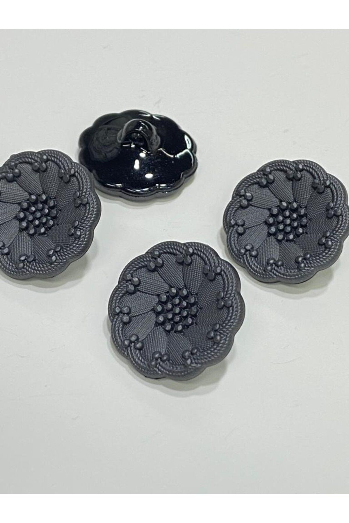 karantuhafiye-Italian Model 6-Piece Anthracite Trench Coat and Jacket Button Set - 2.2 cm (Code:4685) 8