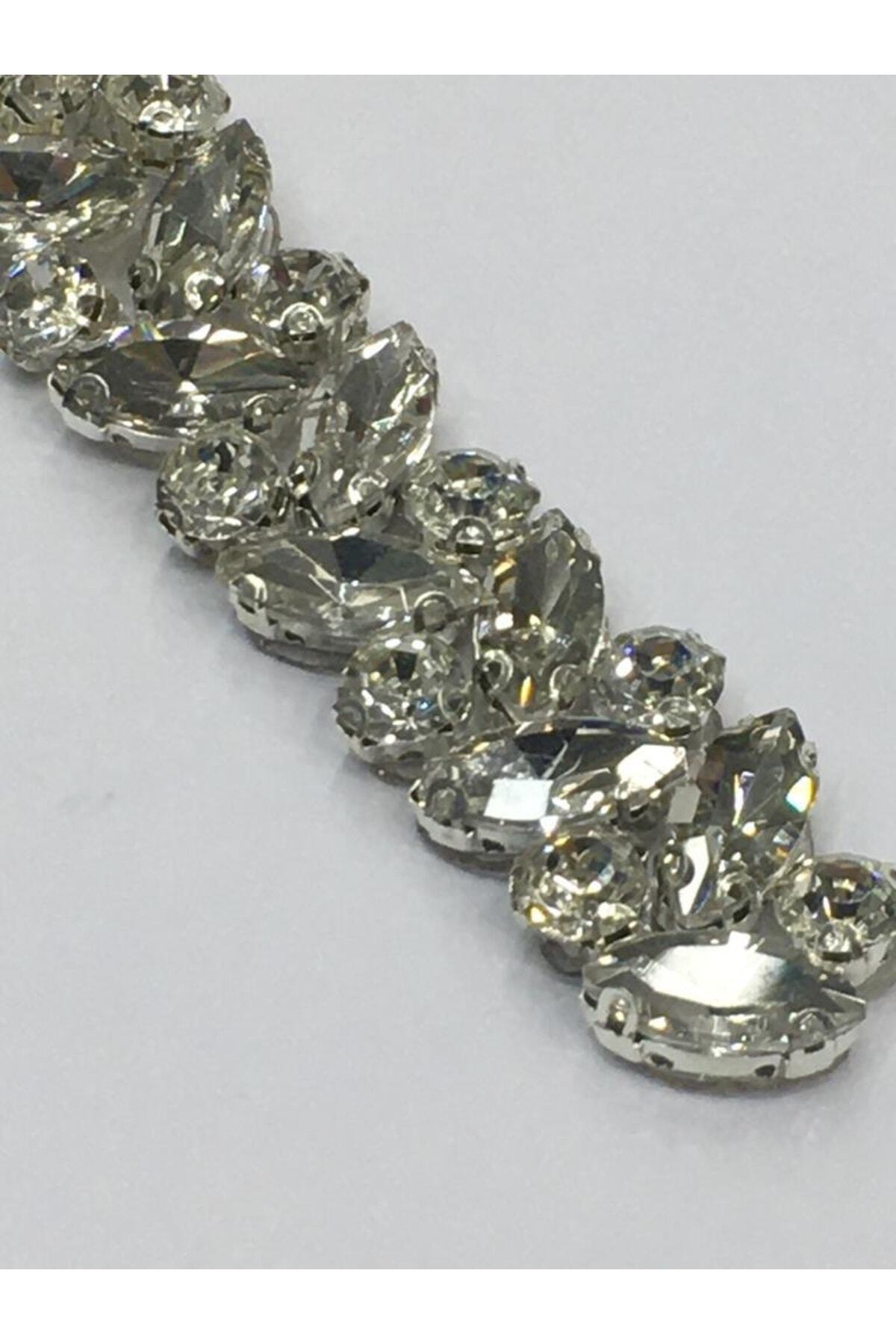 Stony Strip with Iron-On/ Cross Model / 50 Cm / Silver