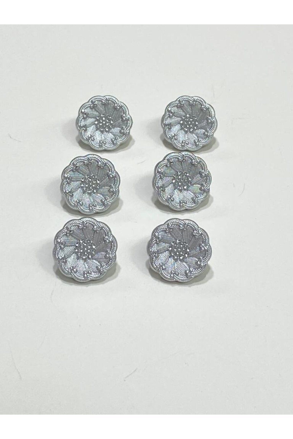 Italian Model Cardigan Vest Button Set 6-Piece Set Silver 1.5 Cm (CODE:4685)
