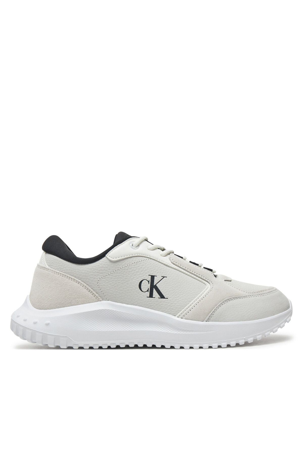 Calvin Klein-Men's High Comfortable Sole Leather White Sneakers Ym0Ym01145-0Lf 1