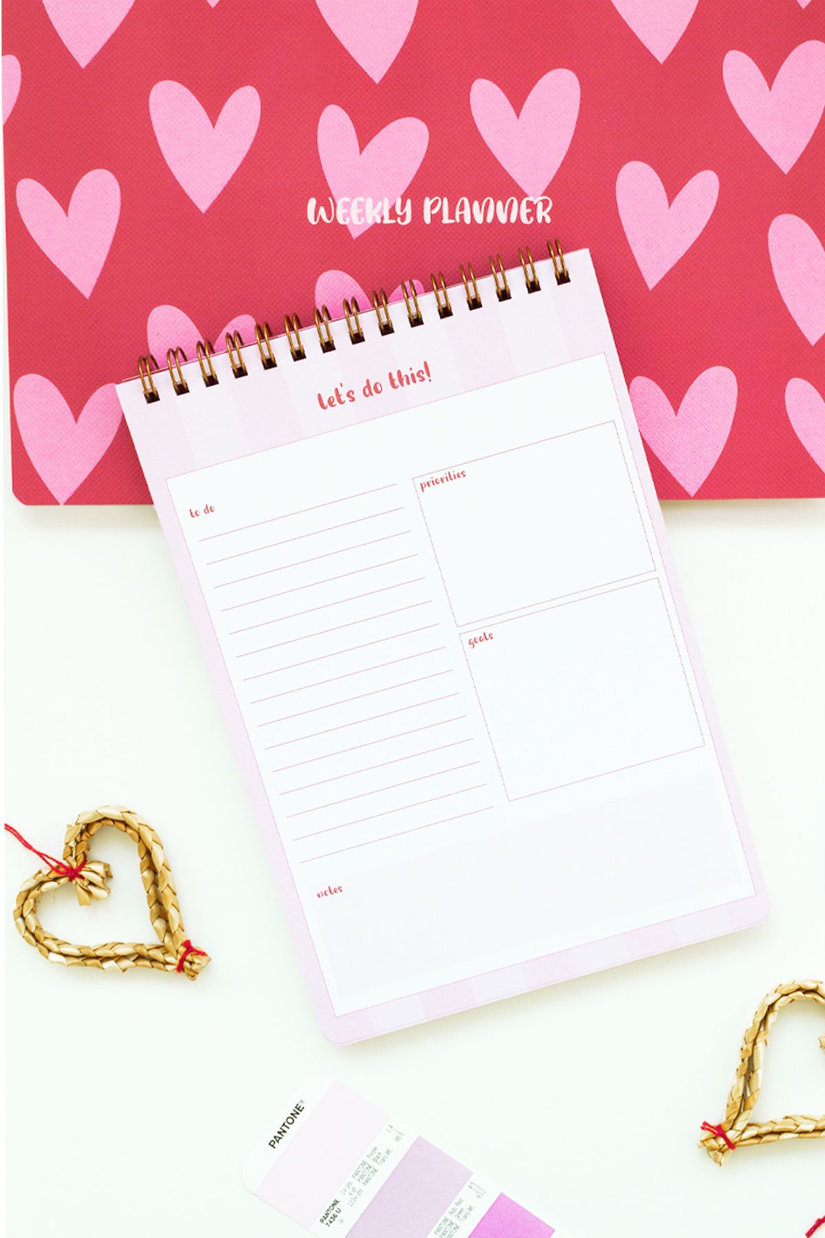 Matt Notebook-Set of 3 Spiral Desktop Planners - Hearts 3