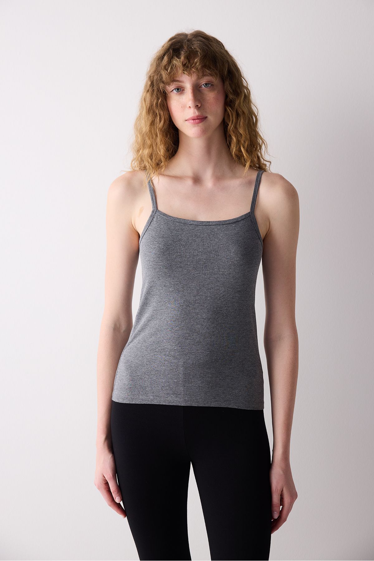 Penti-Gray Basic Tank Top with Cotton Straps 2