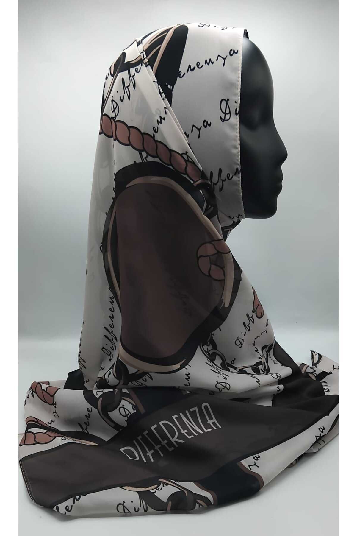 Differenza-Beige Chain Patterned Shawl 2