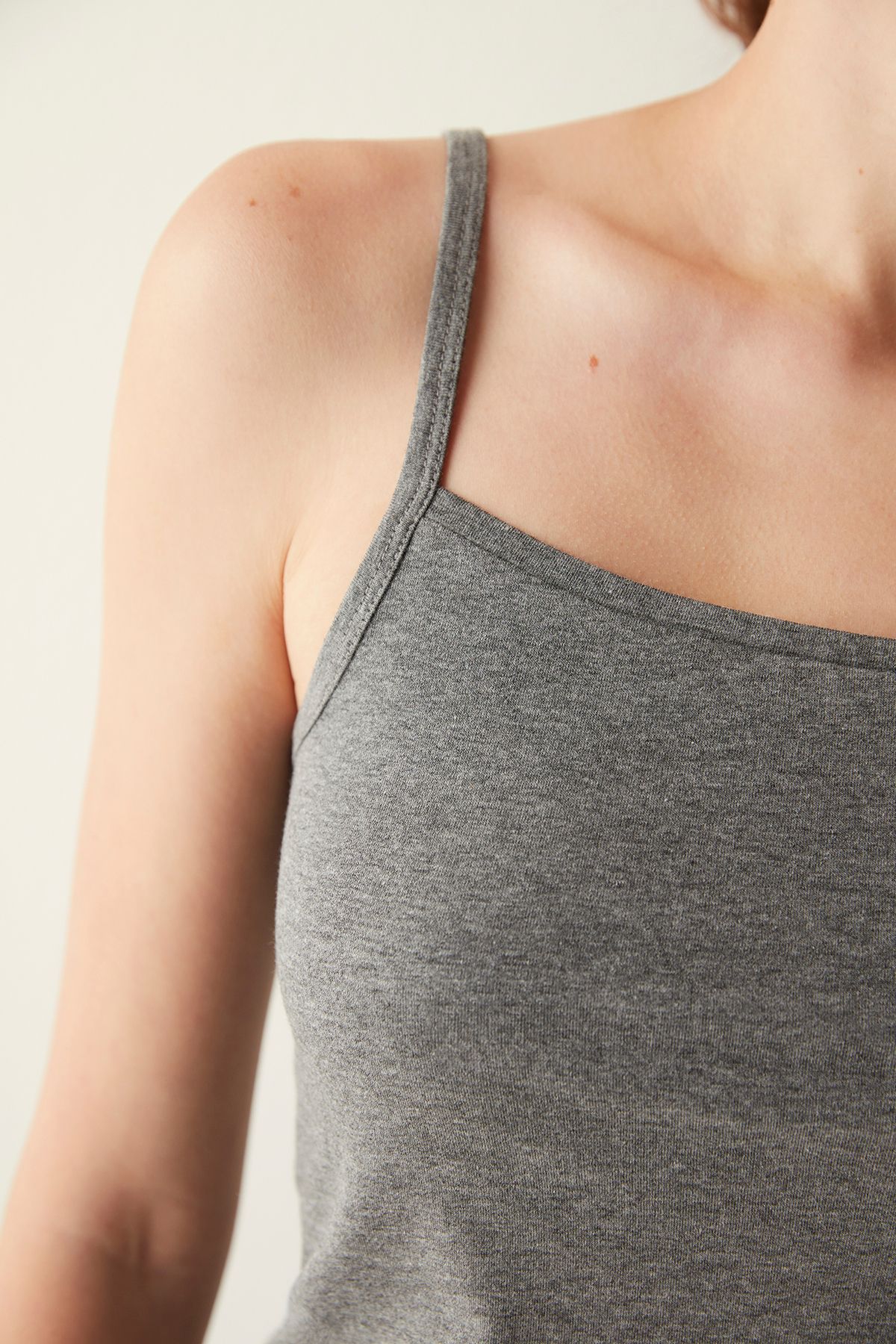 Penti-Gray Basic Tank Top with Cotton Straps 6