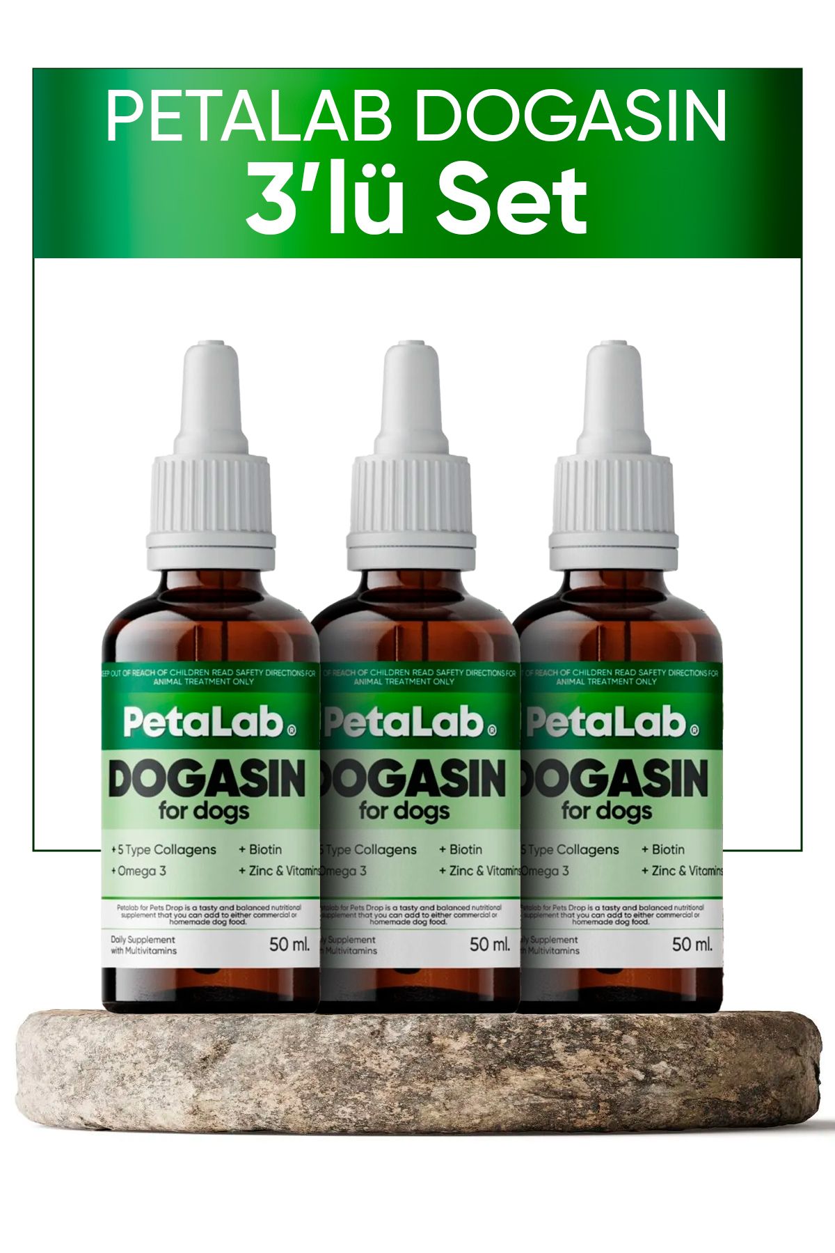 Petalab Dogasin For Dogs 50 ml (KÖPEK İÇİN KOLAJENLİ TÜY SAĞLIĞI DAMLASI) 3 LÜ SET