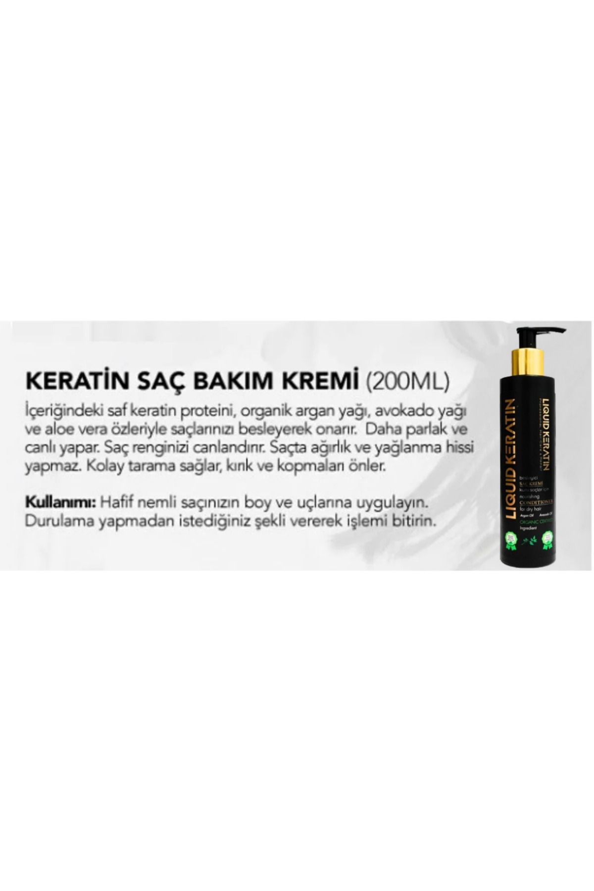 Liquid Keratin Kuru Mat Sert Kırık Yıpranmış Saç Uçları Için Durulanmayan Keratin Saç Bakım Kremi (NEMLENDİRİCİ)-3