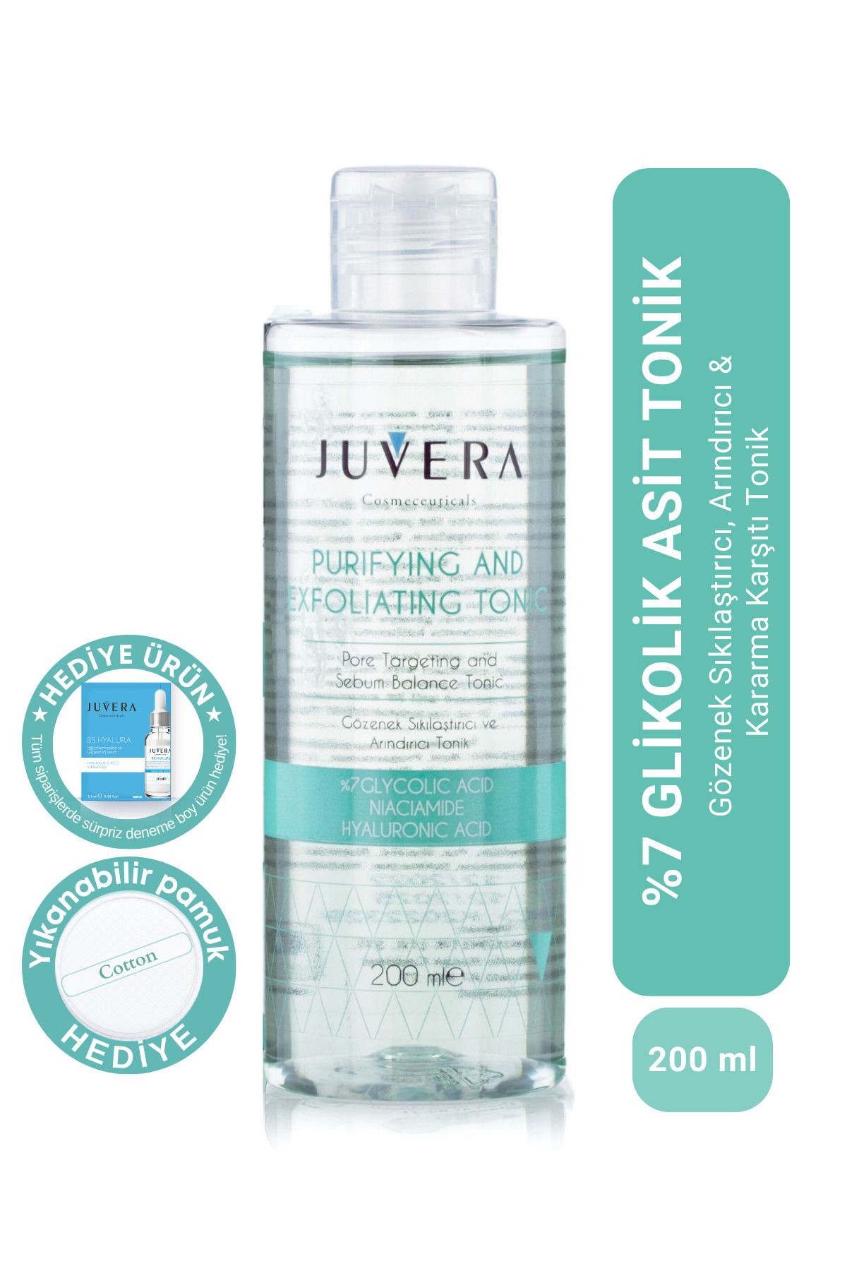 JUVERA Cosmeceuticals Glikolik Asit Içerikli Gözenek Sıkılaştırıcı Arındırıcı Ve Kararma Karşıtı Tonik 200ml