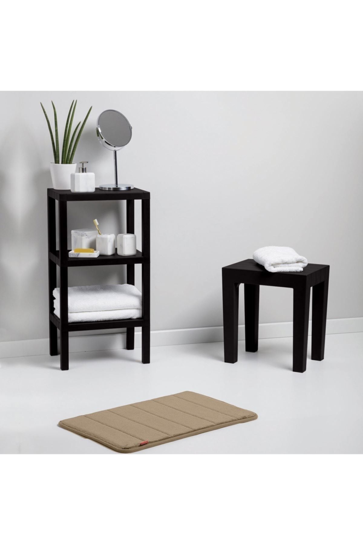 kitchen trend-Organizator de baie din plastic Ombeg cu 3 niveluri - Raft pentru cărți pentru ghiveci negru 5