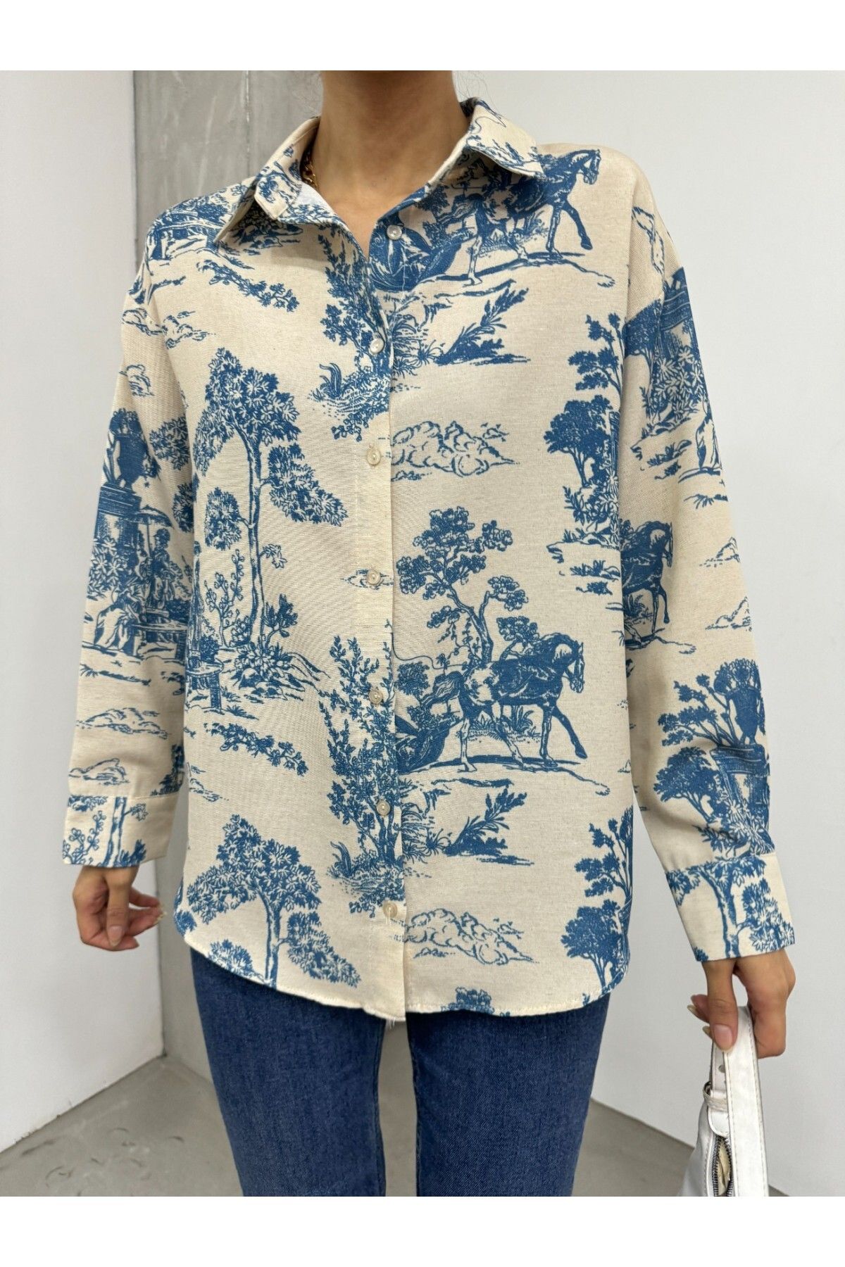 Modamorfo-Tree Figured Linen Shirt 2