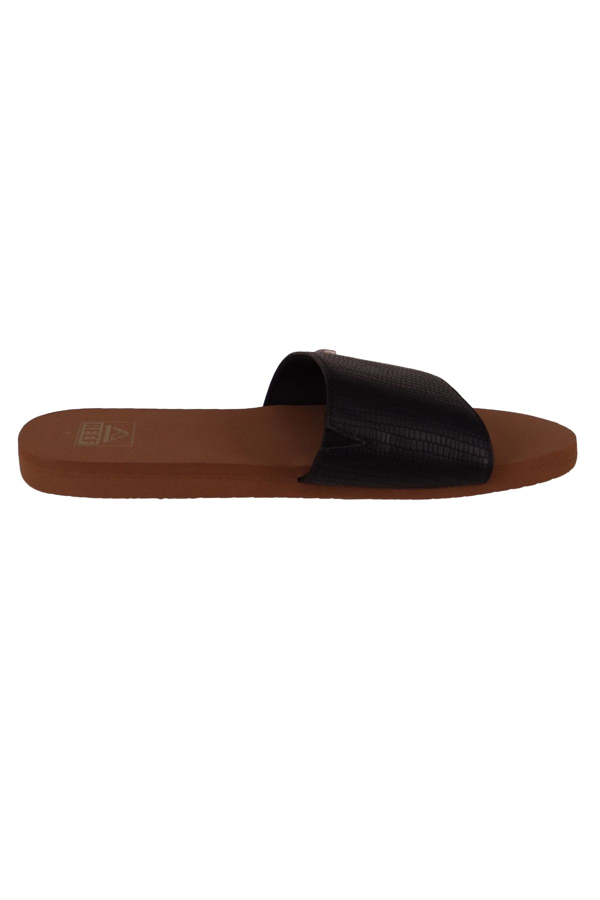 Reef-Damen Zehentrenner Sandalen Bliss Nights Slide CJ0258 Schwarz Black/Tan Kunstleder mit EVA 5
