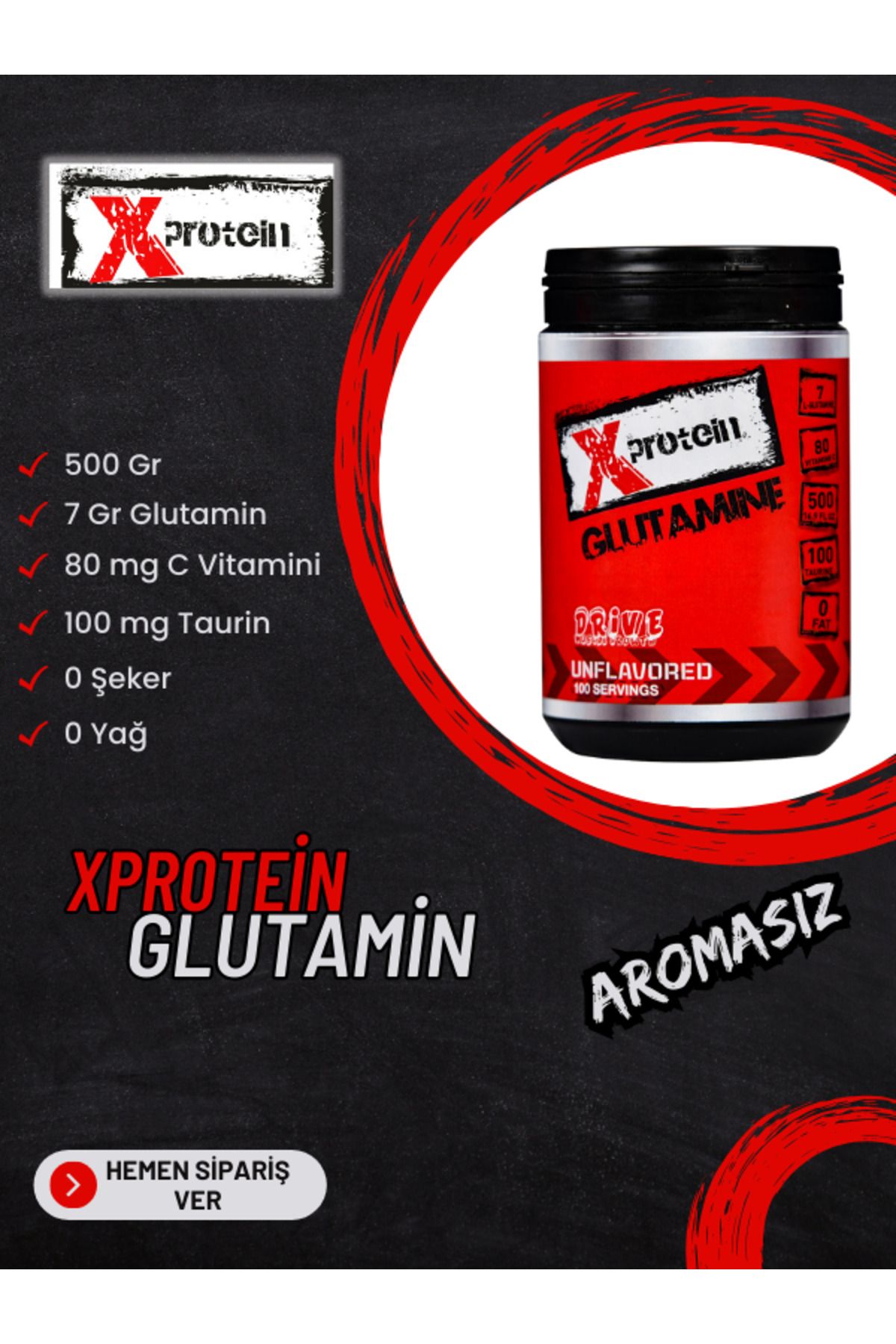 XPROTEİN Xprotein Glutamin 500 Gr Aromasız