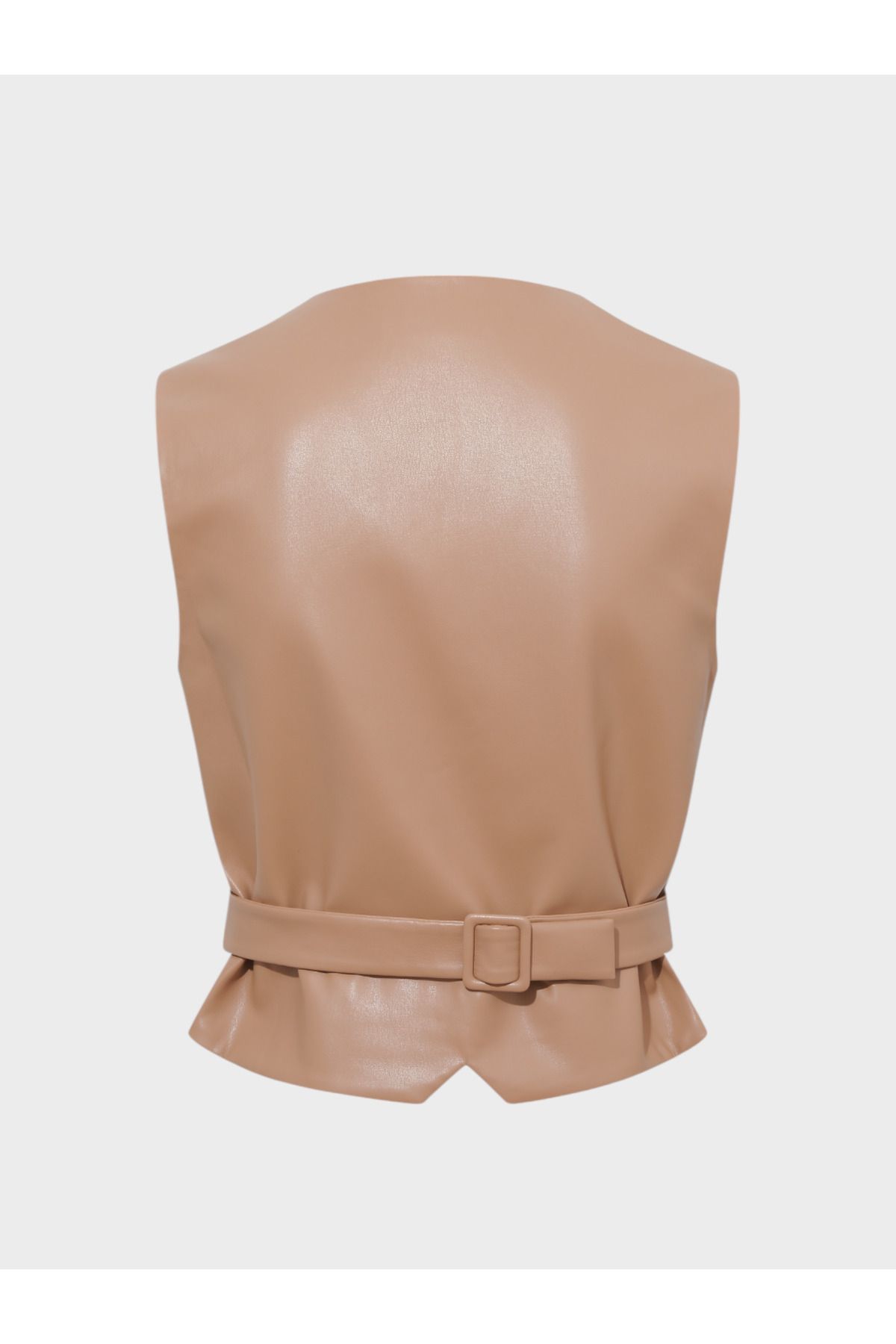 جلیقه چند رنگ زنانه جیب چرمی دقیق V NECK قهوه Rivus