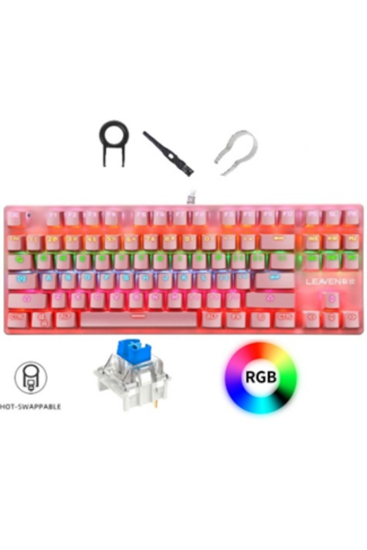 Smith K550 Blue Switch Kablolu 87 Tuşlu Rgb Red Switch Mekanik Gaming Klavyesi Oyun Oyuncu Klavye