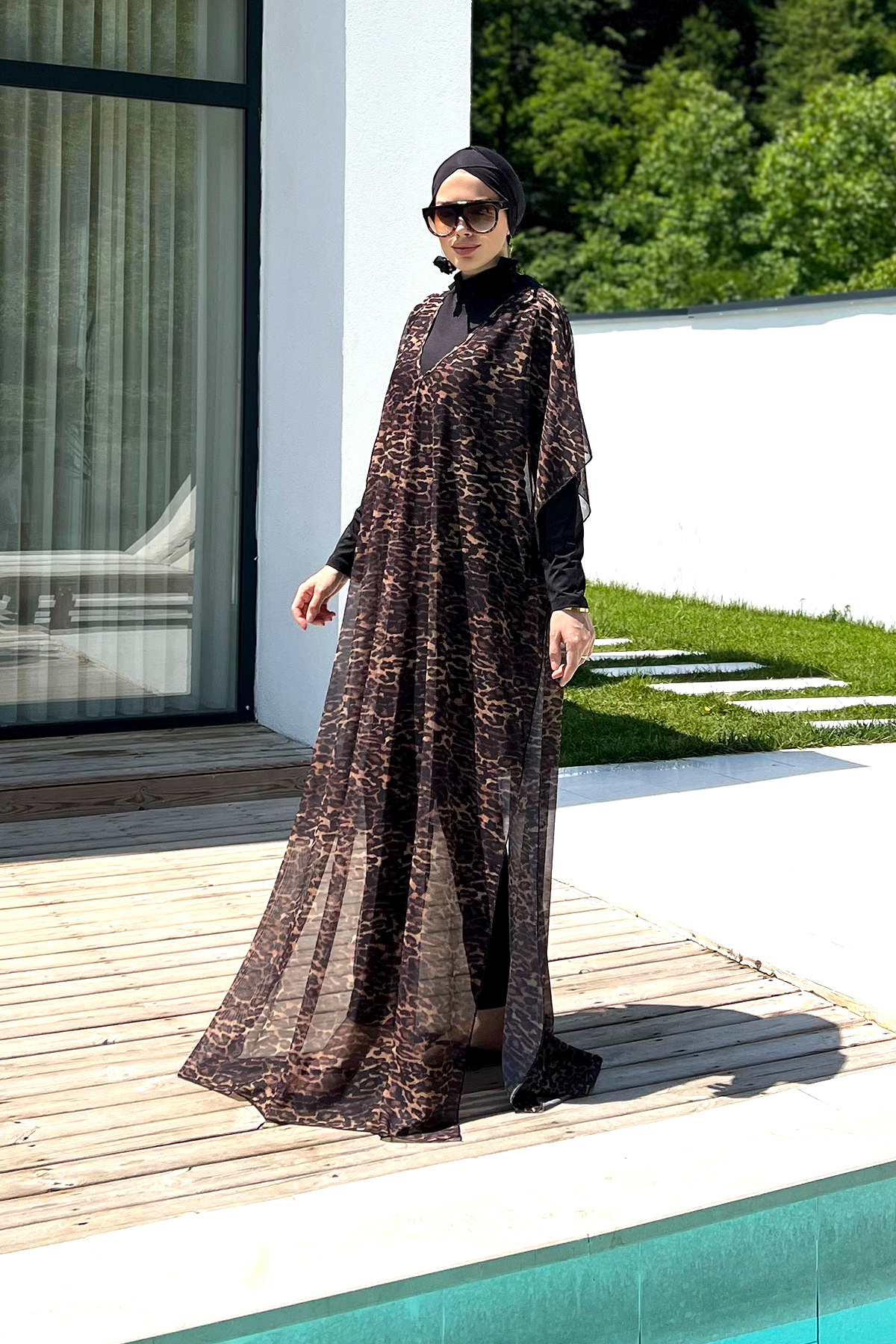 Remsa Mayo-Leopard Patterned Color Hijab Pareo - 430-313 Model 7
