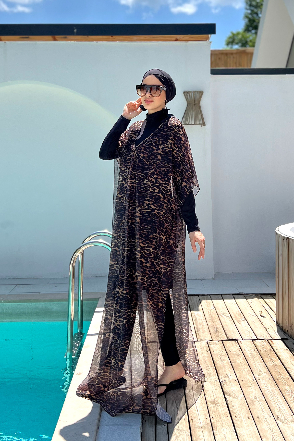 Remsa Mayo-Leopard Patterned Color Hijab Pareo - 430-313 Model 5