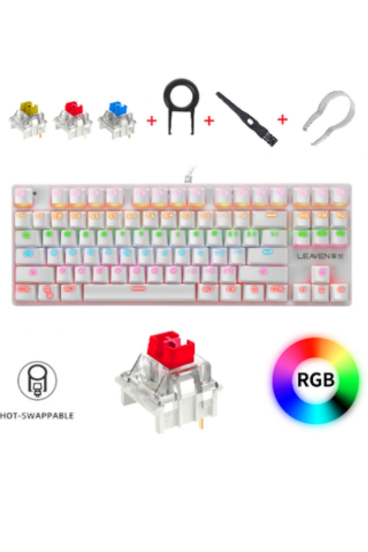 Smith K550 Red Swiitch Kablolu 87 Tuşlu Rgb Red Switch Mekanik Gaming Klavyesi Oyun Oyuncu Klavye