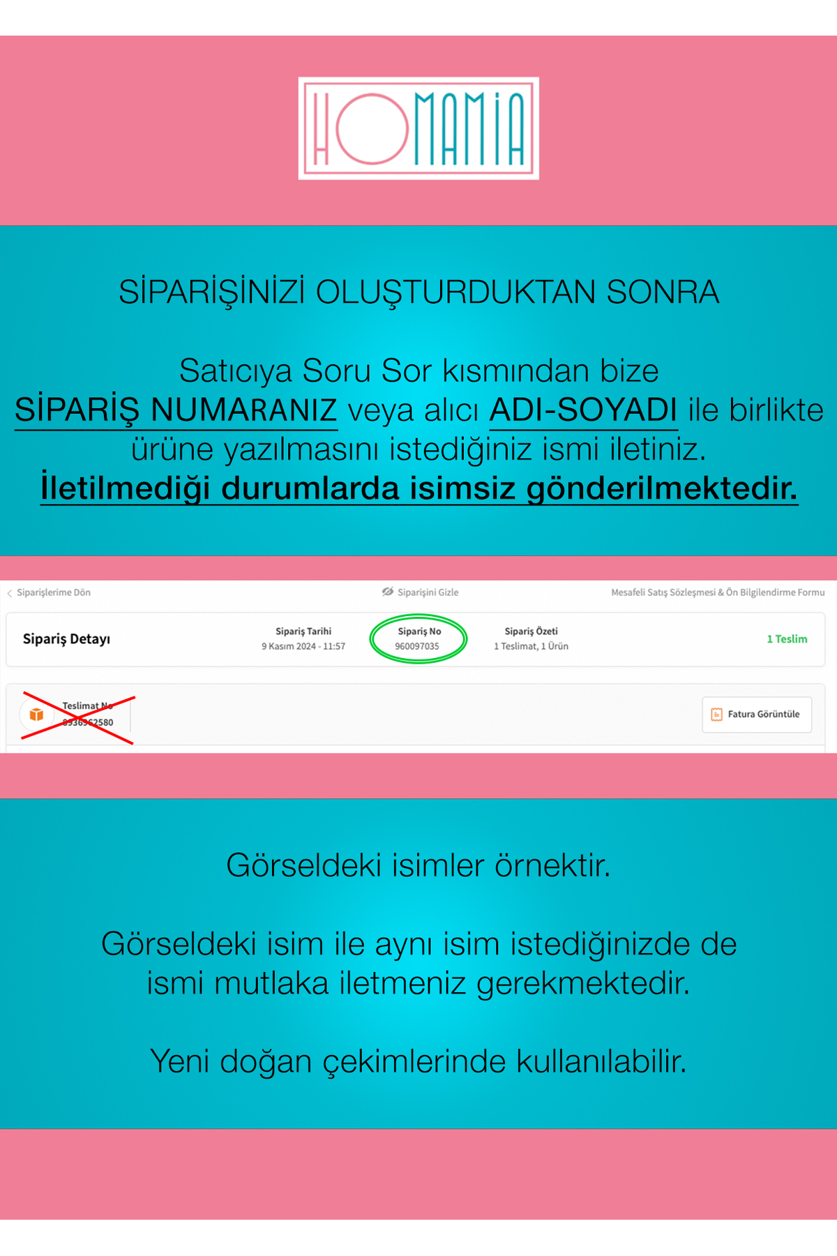 Homamia %100 Organik Isme Özel 10'lu Hastane Çıkışı fotoğrafı 3 (önizleme)