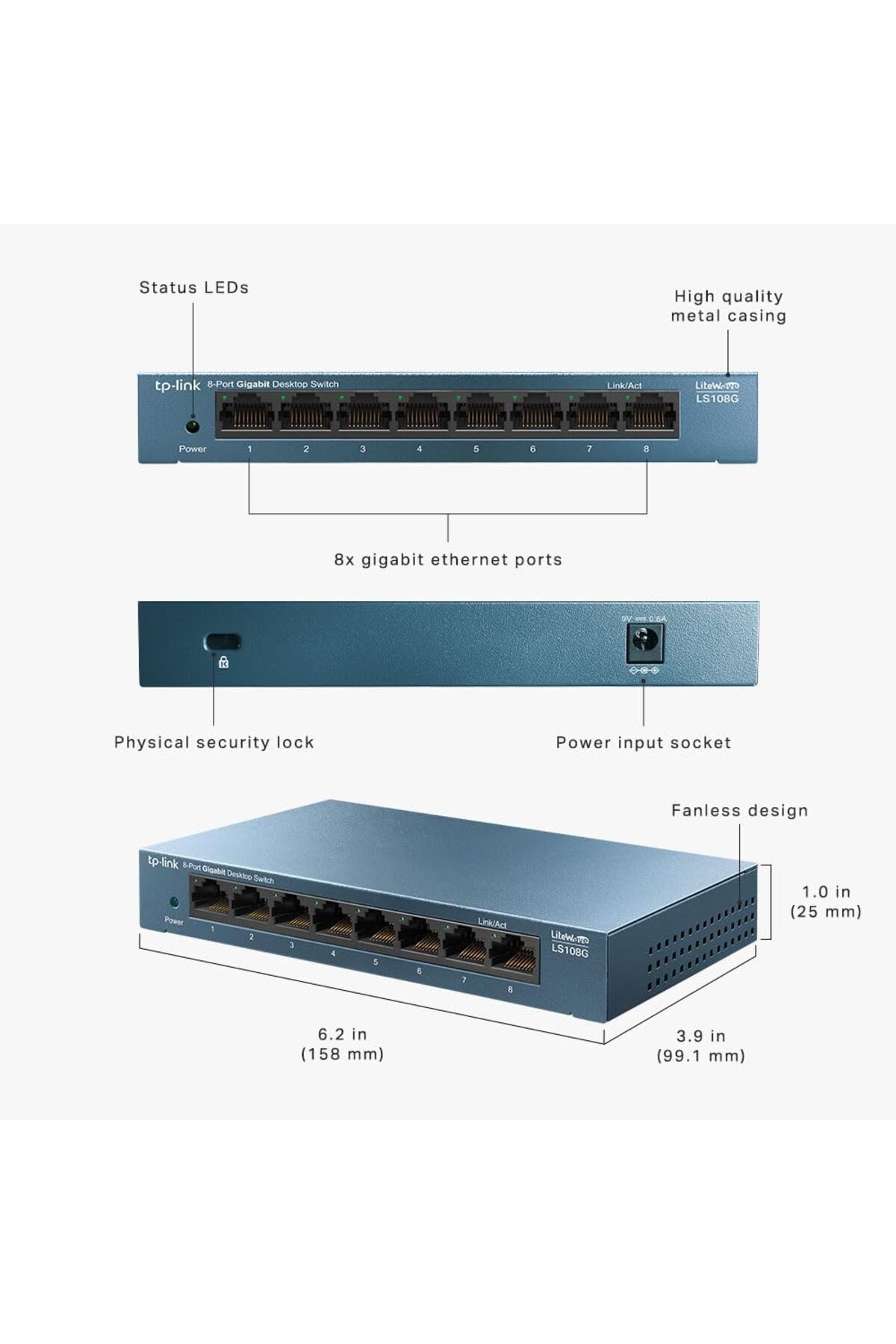 TP-LINK-8 Port Gigabit Network Switch, Ethernet Switch Splitter 2