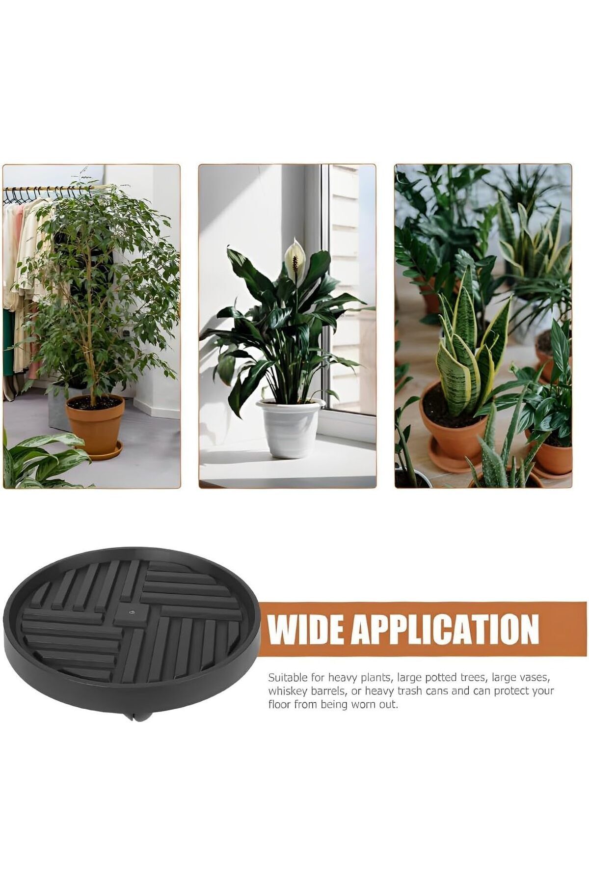 Taimi-Rolling Planter Holder with Wheels-Durable and Versatile Plant Stand Trolley-Grey-30CM 6