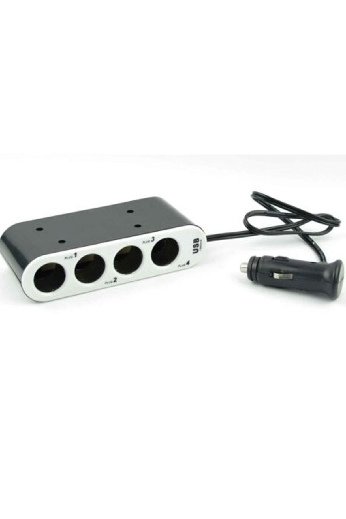 Taimi-4 Way Car Cigarette Lighter Socket Splitter + USB + LED Light Control, Black H1A9 4