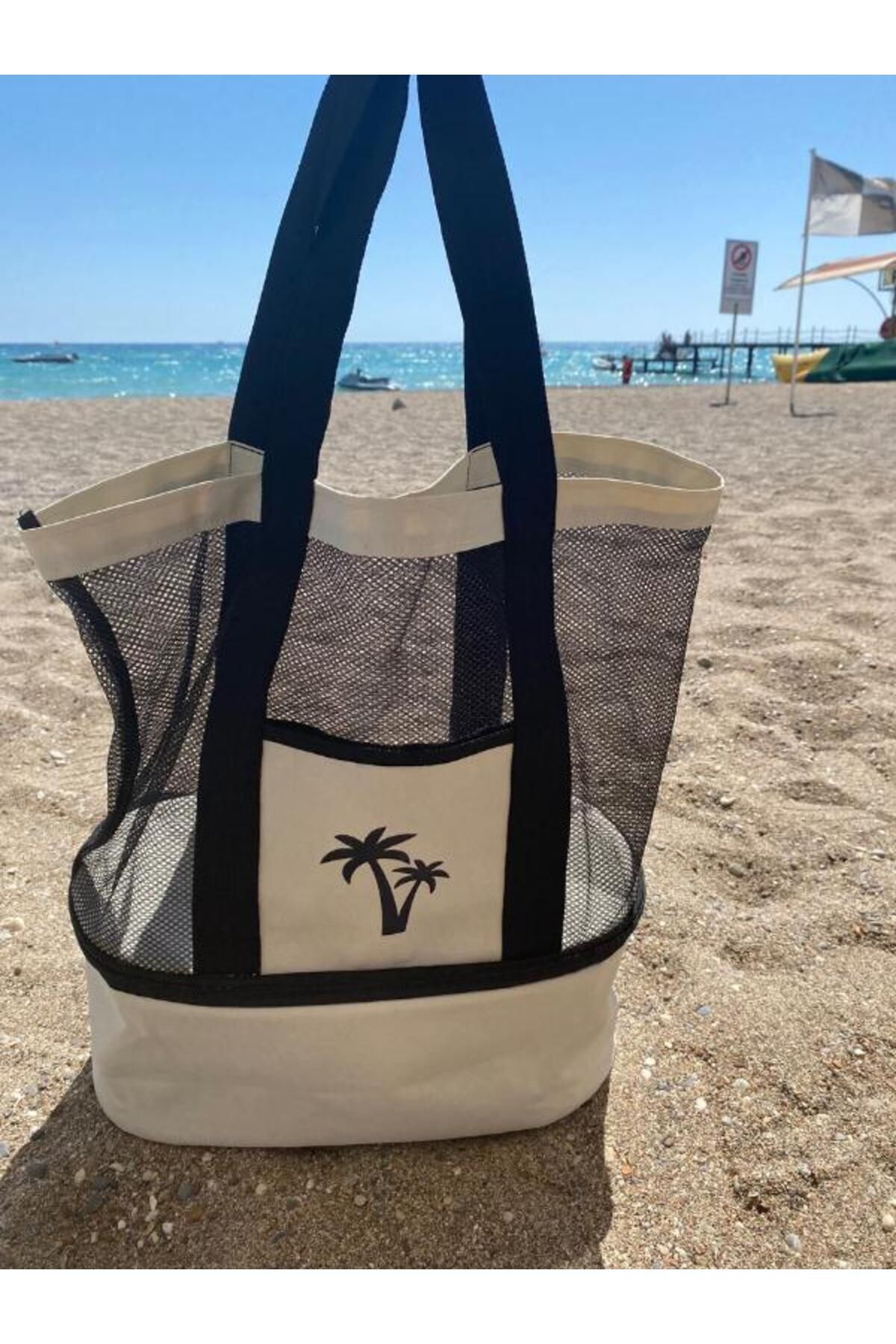 FIESSE Plaj Çantası Soğuk Serin Sıcak Tutucu Bölmeli Buzluklu Termos Çanta Kamp Piknik Tatil görsel 3