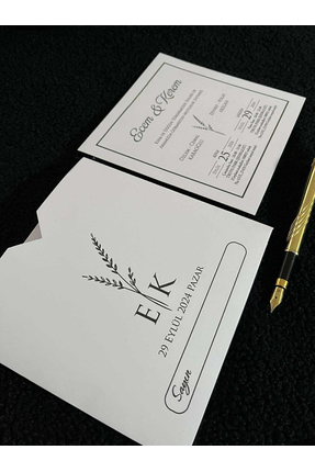 AnadoluMatbaacılık Beyaz Zarflı Nişan Ve Düğün Davetiyesi (50 ADET 14X14CM, 2...