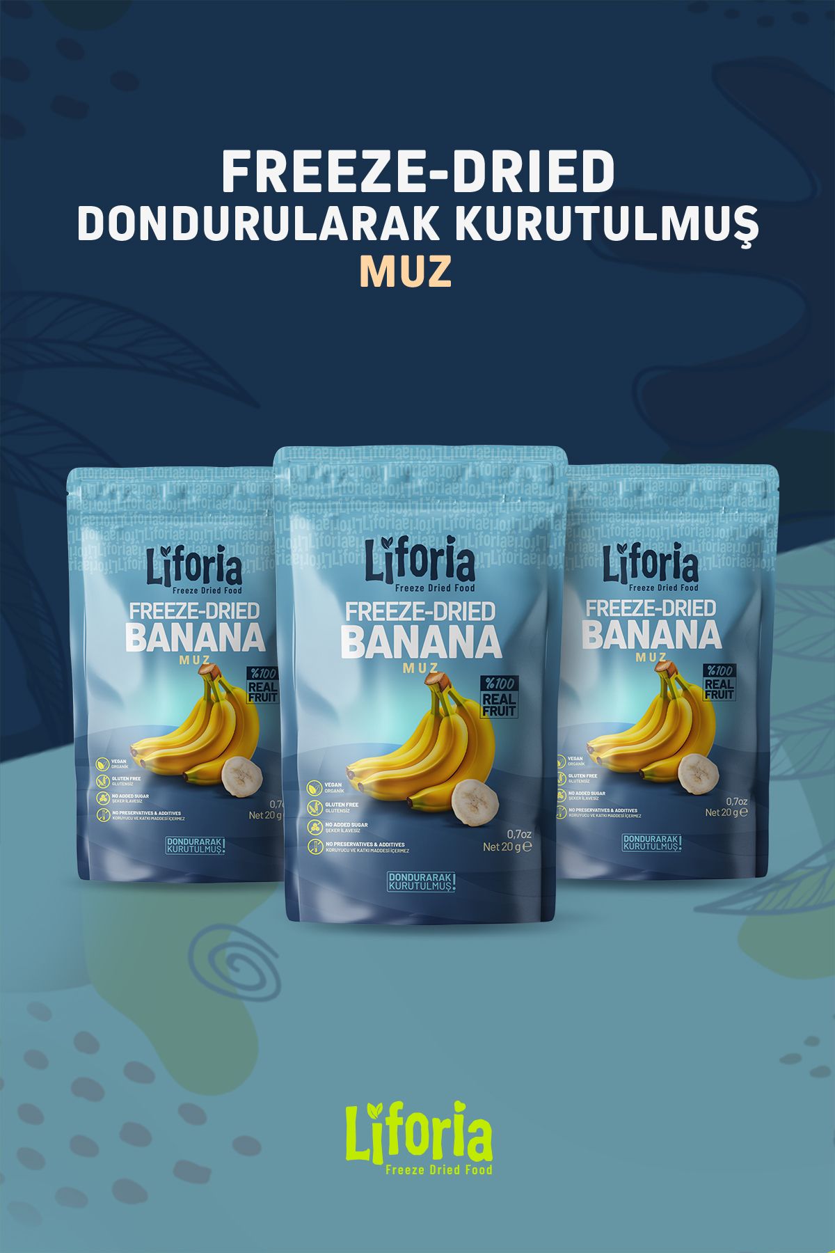 Liforia 3lü Fırsat Paketi - Freeze Dried Muz Ince Dilim 20gr