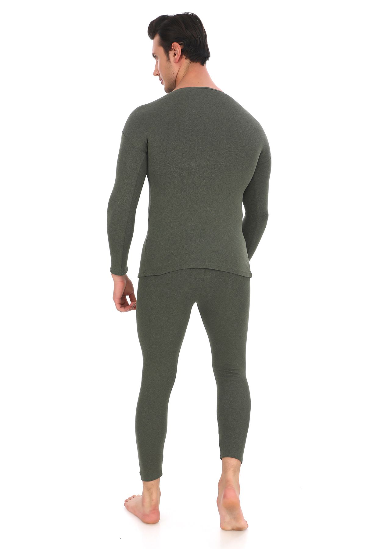 SAUNA SUIT-Set de lenjerie de corp termică de iarnă unisex, de sus și de jos, din bumbac, de culoare kaki 5