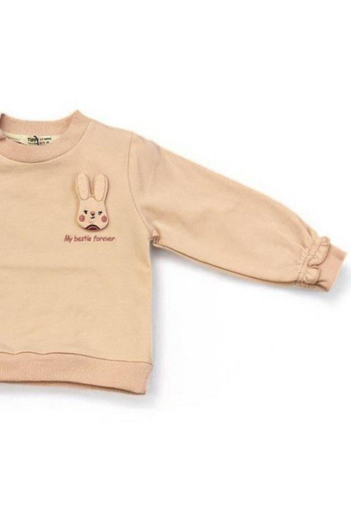 Zekids Kız Bebek Tavşan Baskılı Sweatshirt fotoğrafı 4 (önizleme)