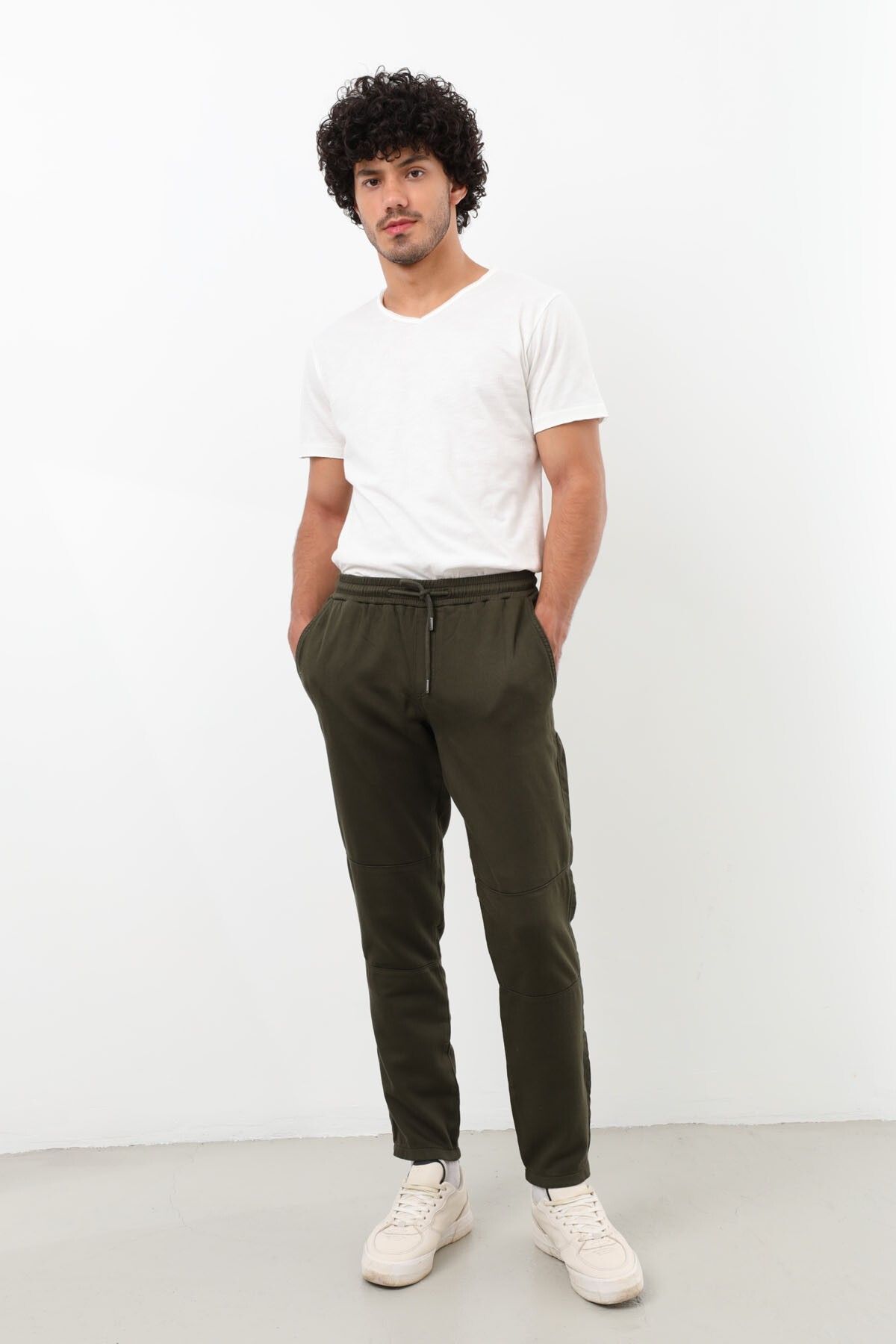 Bluewhite-Khaki Men's Trousers - Elastic Waist and Lycra 4