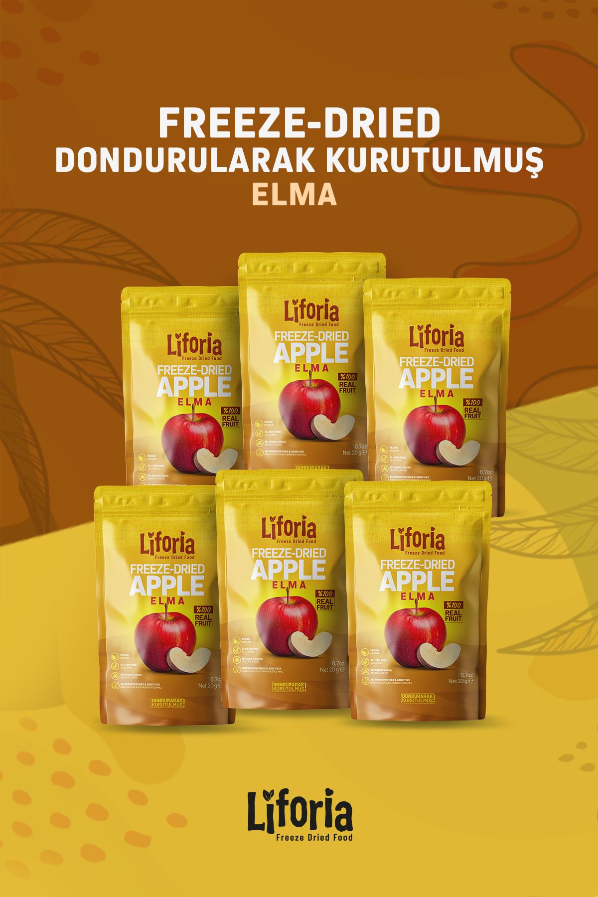 Liforia 6lı Fırsat Paketi - Freeze Dried Elma Ince Dilim 20gr