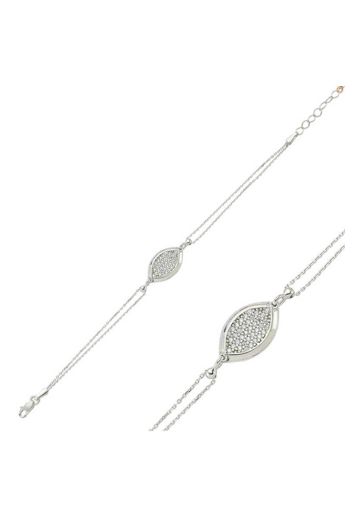 BAZAARİO 925 Ayar Gümüş Beyaz Taşlı Bileklik