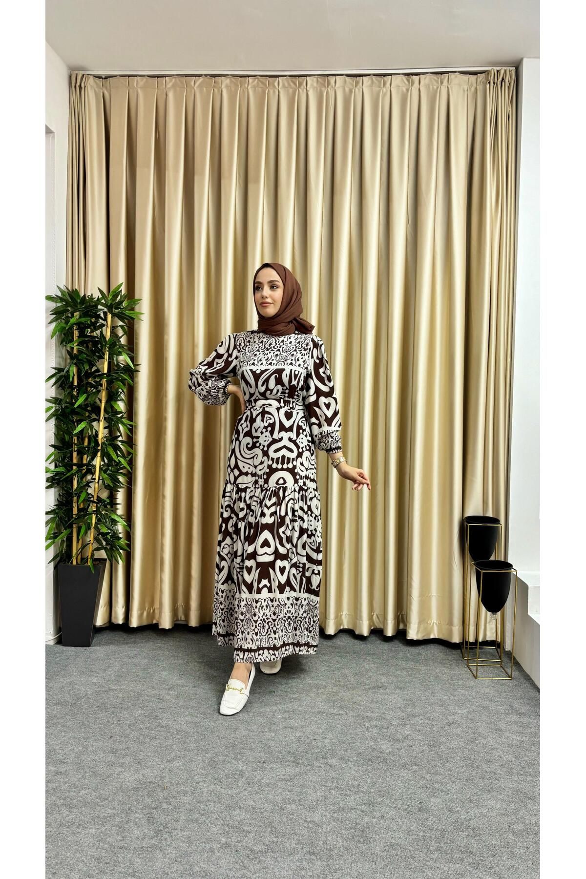 Majeur-Elegant Patterned Hijab Dress 2