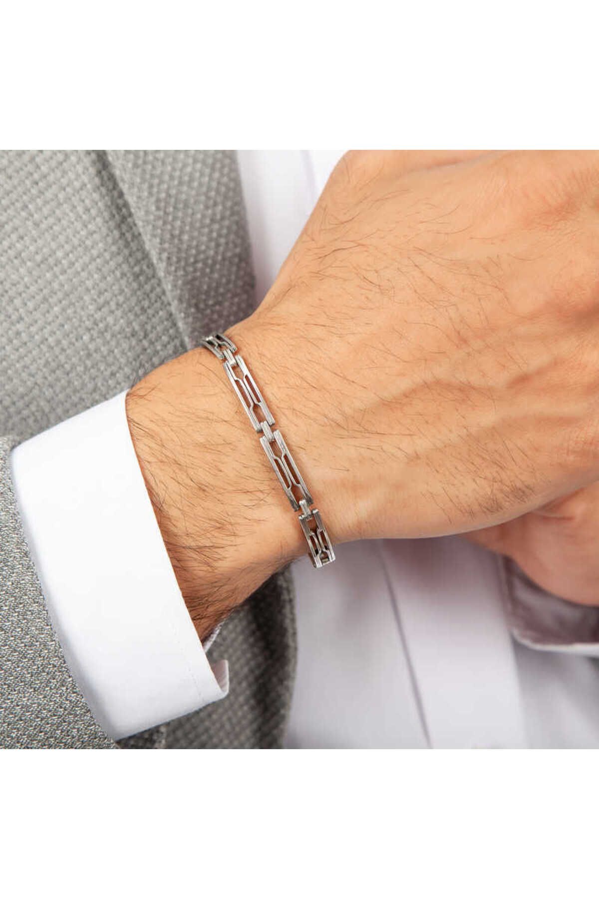 SANSERA 925 Ayar Gümüş Oksitli Erkek Bileklik