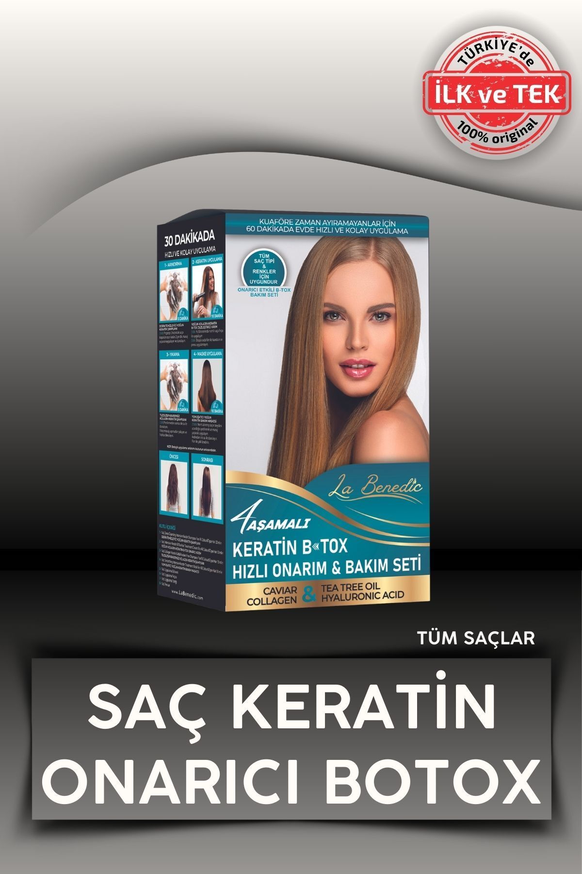 La Benedic Tr'de Ilk 4 Aşamalı Keratin Botox Hızlı Onarım Bakım Full Jel Set (TÜM SAÇLAR IÇİN)