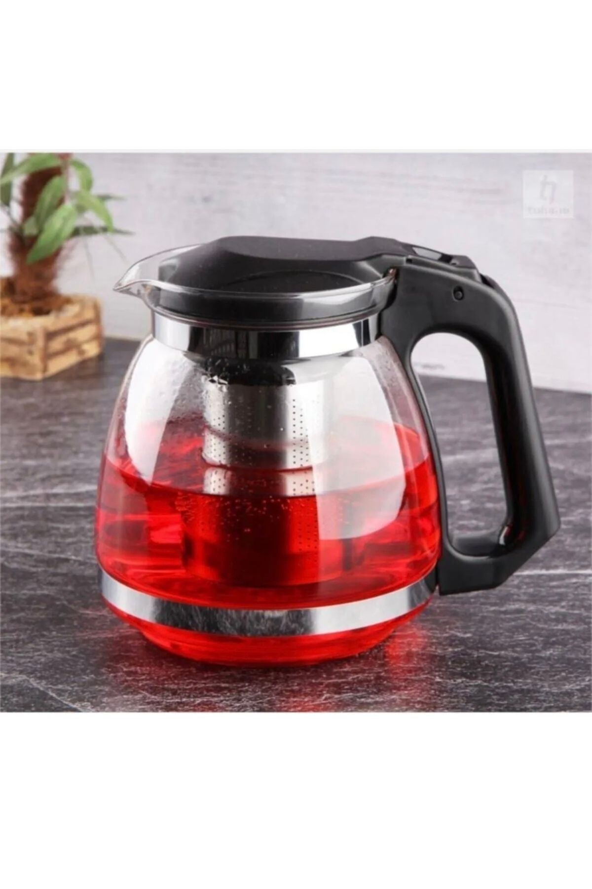 YAKUT Süzgeçli French Press Cam Demlik 900 Ml Bitki Çayi Demligi