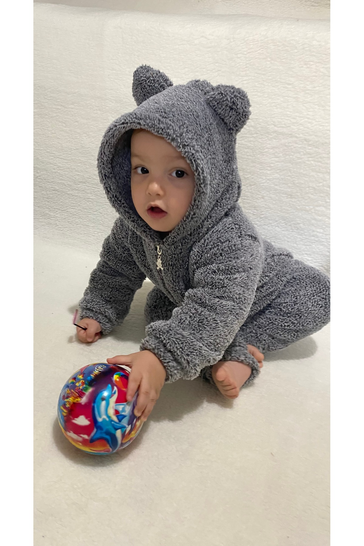 MK Unisex Bebek Tulum Kışlık Peluş Tulum fotoğrafı 3 (önizleme)