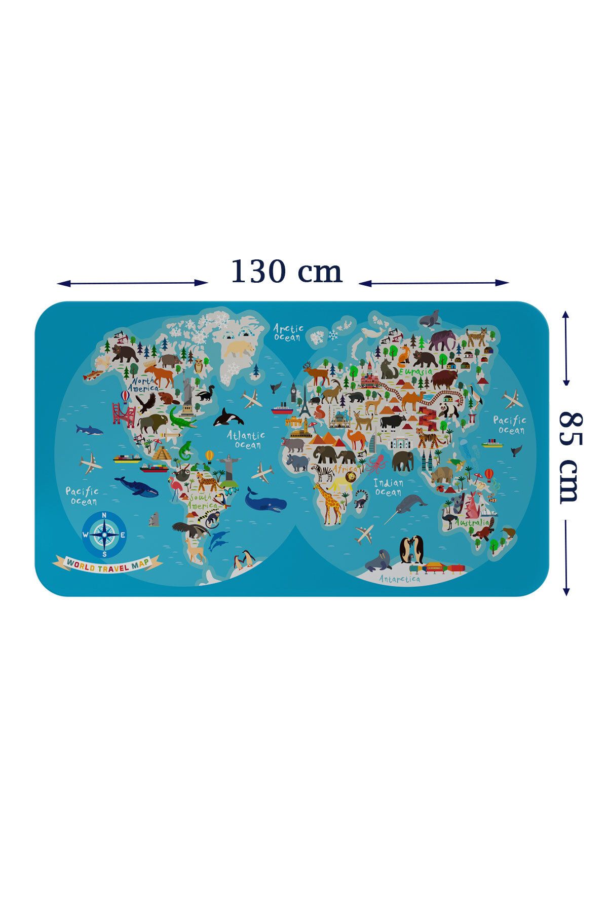 Haye Collection Eğitici Dünya Haritası Dünya Atlası Çocuk ve Bebek Odası Duvar Sticker-85x130-3806
