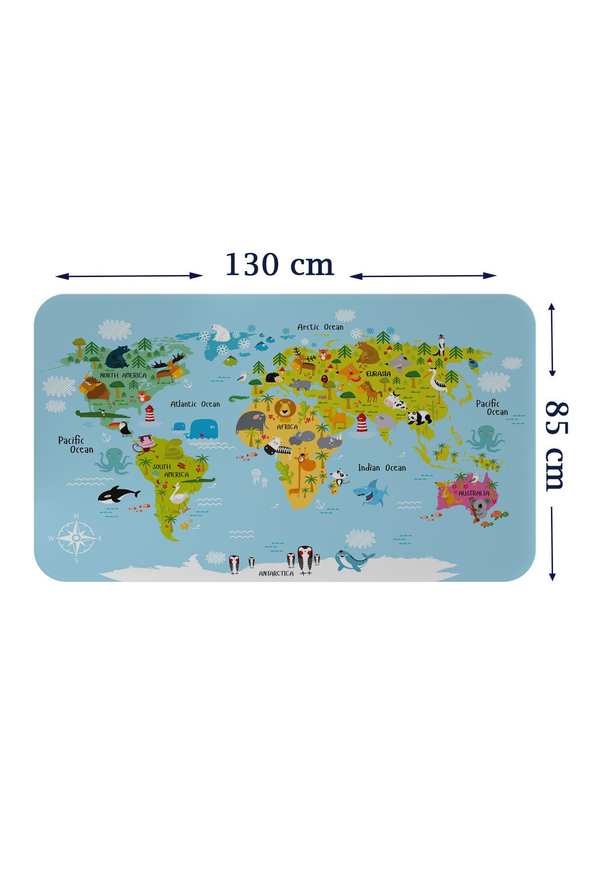ELİTE TRADESMAN Eğitici Dünya Haritası Dünya Atlası Çocuk ve Bebek Odası Duvar Sticker-85x130-3830