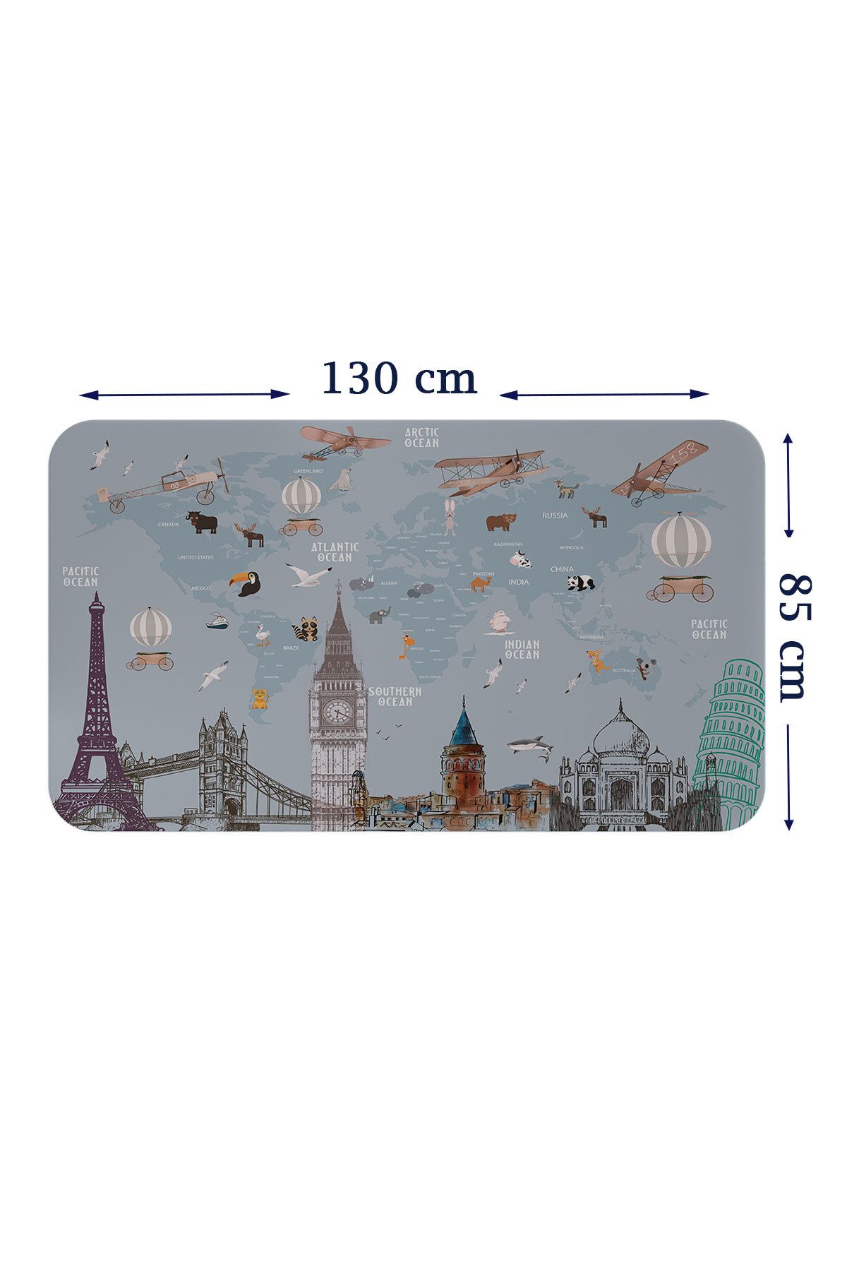 bluvex Eğitici Dünya Haritası Dünya Atlası Çocuk ve Bebek Odası Duvar Sticker-85x130-3820