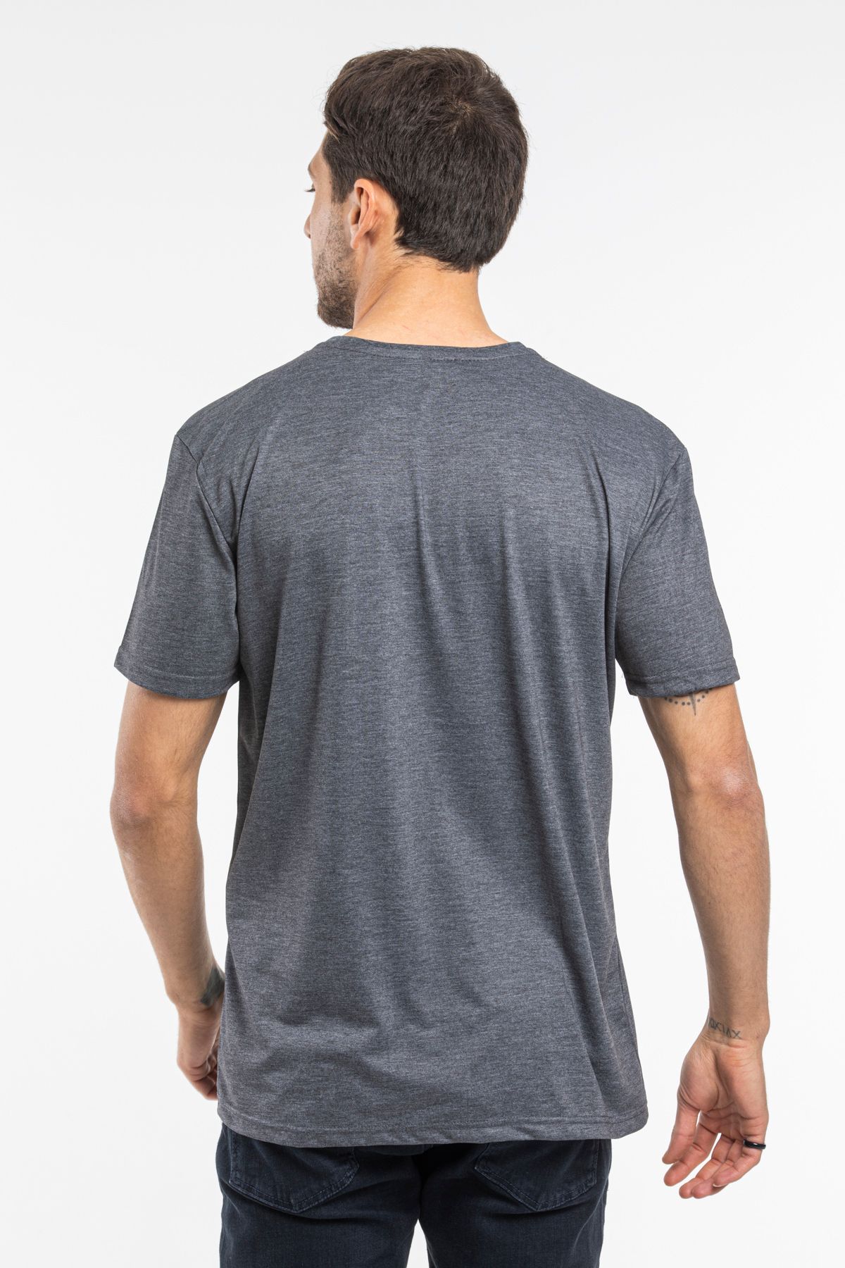 Superlife-Süperlife Men V Neck Slim Fit Brooklyn Printed Short Sleeve t Shirt Spr 265 5