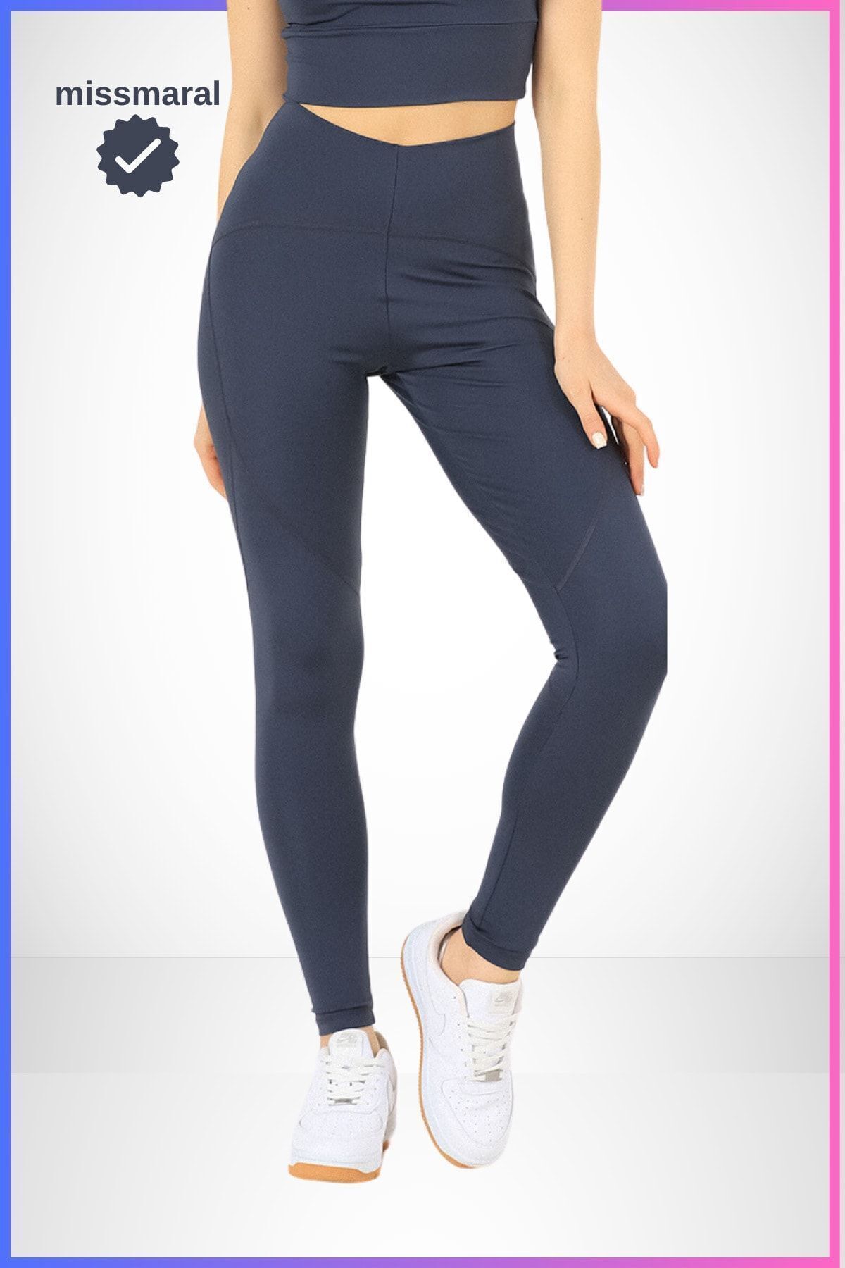 missmaral-Oslo Slim Fit High Waist Recovery Sports Leggings - Anthracite 1090 Flatlock Stitching Detail 6