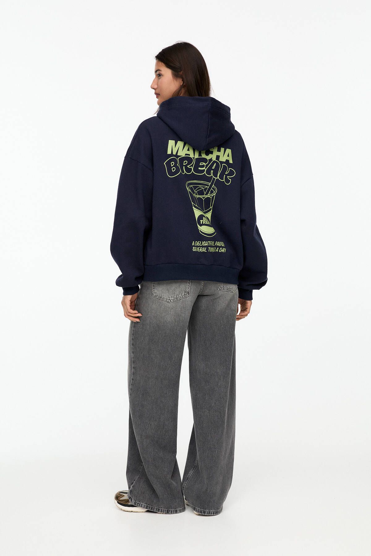 Pull & Bear-Sweatshirt with Matcha Print and Hood 5